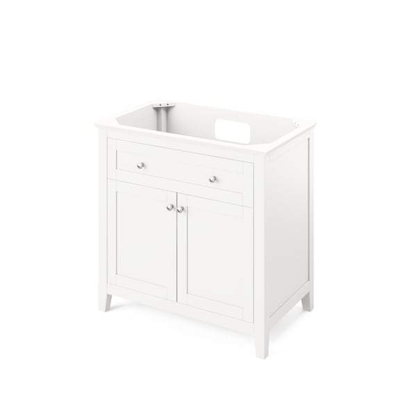 Jeffrey Alexander 36" White Chatham Vanity, Black Granite Vanity Top, undermount rectangle bowl VKITCHA36WHBGR - main
